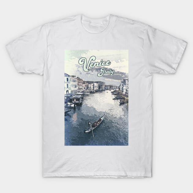 Venice Italy ❤️️ Vintage style poster ❤️️ Most Beautiful Places on Earth ❤️️ Gondolier on a canal T-Shirt by Naumovski